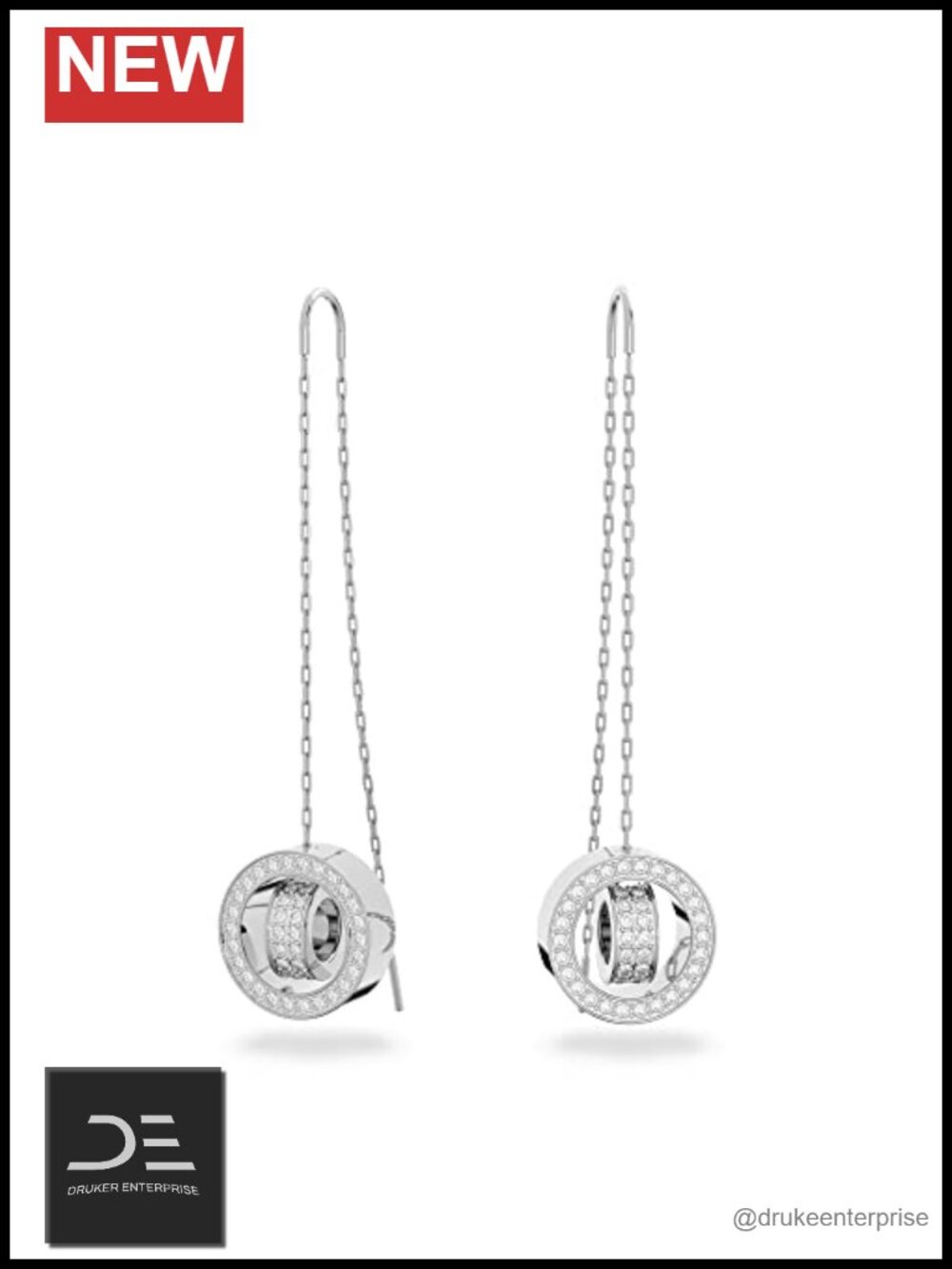 Swarovski Crystal Drop Earrings Rhodium Plated Pave